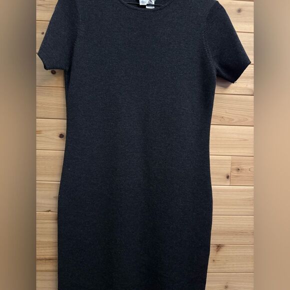 Vintage Talbots Size Medium Petite Charcoal Gray Wool Maxi Dress - Picture 5 of 11